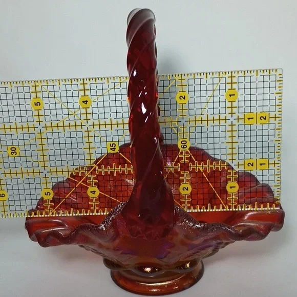Fenton 2003 Historic Collection Ruby Amberina Basket #4633 RL Paneled Grapes - Picture 12 of 13